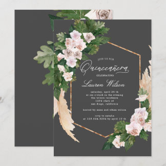 Rose Tropenblüte Quinceanera Einladung