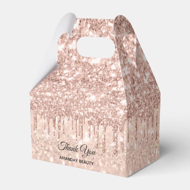 Rose Tropfen Glitzer Sweet 16. Brautparty Gefallen Geschenkschachtel (Vorderseite)