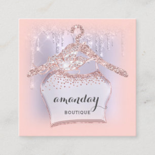 Rose Tuch Hanger Kleidung Mode Blog Lila Tropfen Quadratische Visitenkarte