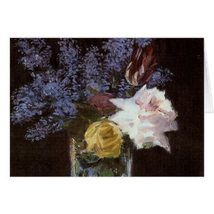Rose, Tulips, Lilacs in einer Kristallvase