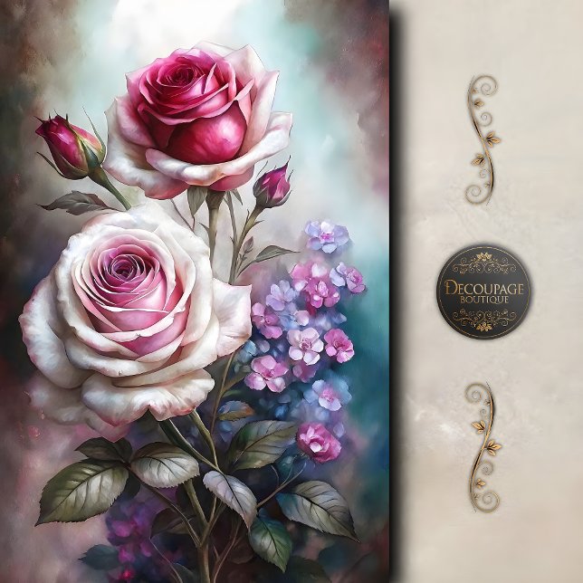 Rose Twilight Garden Decoupage Seidenpapier (Roses Twilight Garden Decoupage Tissue Paper)
