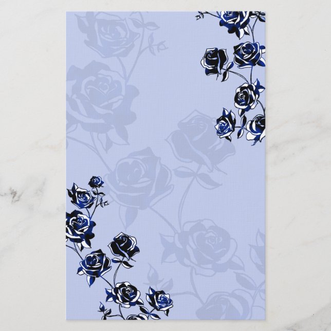 Rose über bleihaltiges Blau Briefpapier (Vorderseite)
