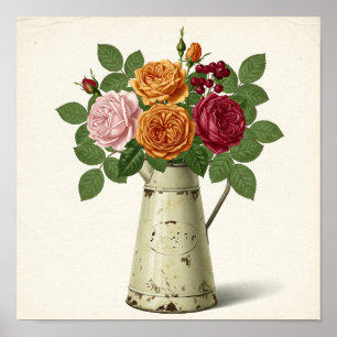 Rose über die Vintage Milchkrug-Kunst Poster
