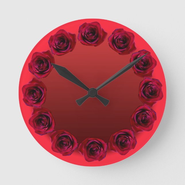 Rose Uhr Rote Rose Blume Wand-Uhr Rose Decke (Vorderseite)