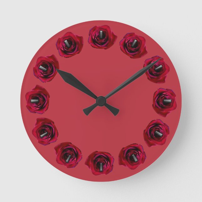 Rose Uhr Rote Rose Blume Wand-Uhr Rose Decke (Vorderseite)