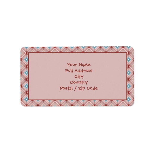 Rose und Aquamarine Gemusterte Rücksendeadresse Adressaufkleber (Vorne)