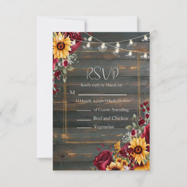 Rose und Aster Hochzeit RSVP Karte (Vorderseite)