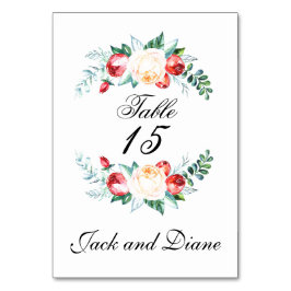 Rose und Berry Watercolor Stems Tischnummer