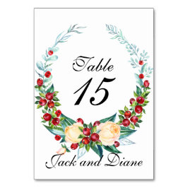 Rose und Berry Watercolor Stems Tischnummer