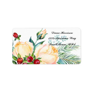 Rose und Berry Watercolor Stems Wedding Adressaufkleber
