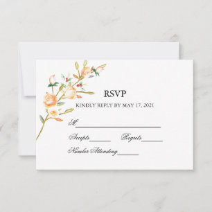 Rose und Berry Watercolor Stems Wedding RSVP Karte