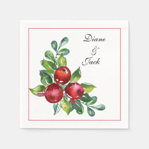 Rose und Berry Watercolor Stems Wedding Serviette