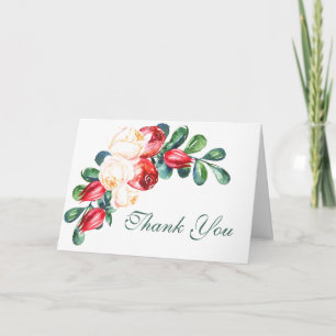 Rose und Berry Watercolor Stems Wedding Vielen Dan Karte