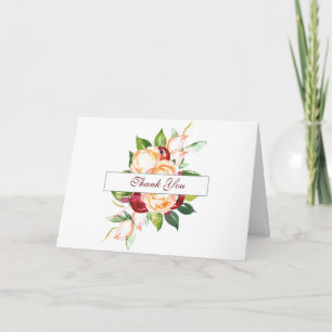 Rose und Berry Watercolor Stems Wedding Vielen Dan Karte