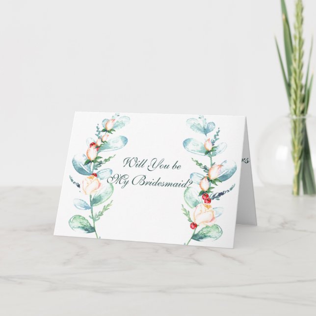 Rose und Berry werden Sie meine Brautjungfrau sein Karte (Vorderseite)