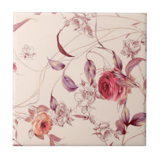 Rose und Blätter Fliese