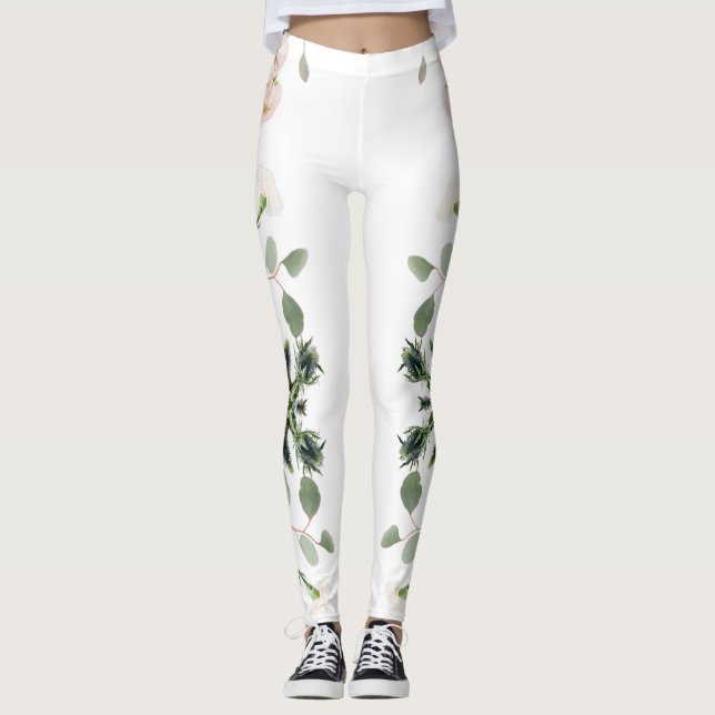 Rose und Blätter Leggings (Vorderseite)