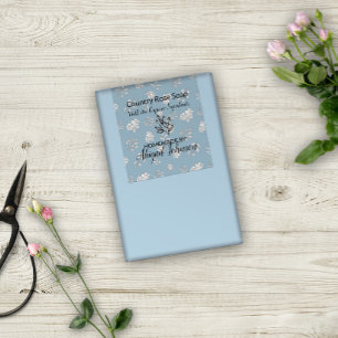 Rose und Blätter Linie Handmade Blue Soap Label Rechteckiger Aufkleber