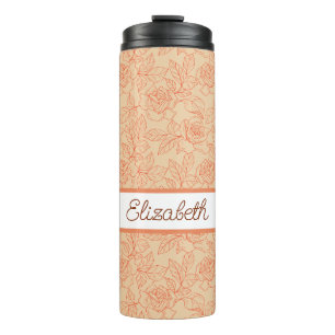Rose und Blätter Peach Thermosbecher