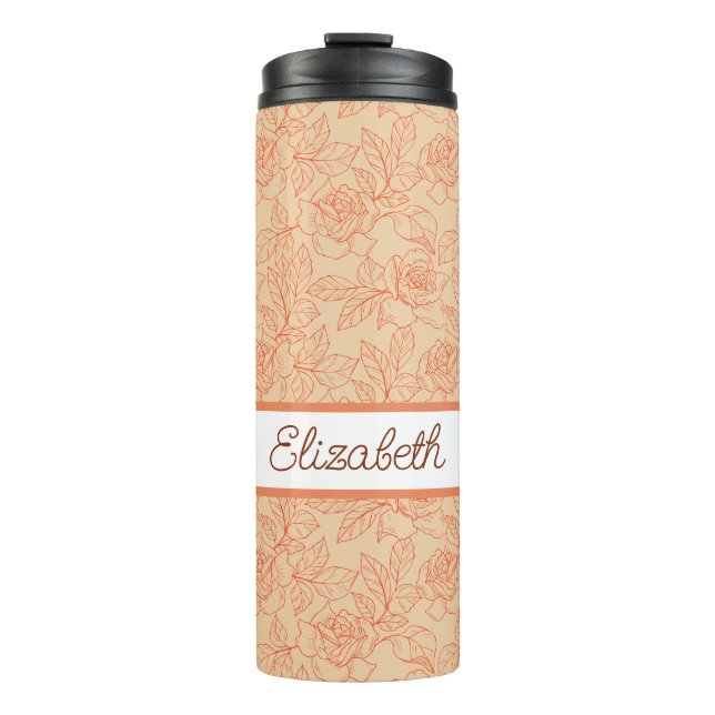 Rose und Blätter Peach Thermosbecher (Vorderseite)