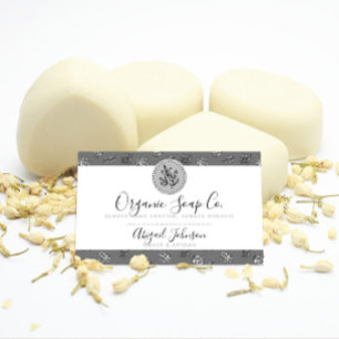 Rose und Blätter Schwarz/Grau Kunstvoll wandern Visitenkarte