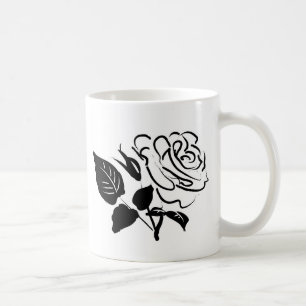 Rose und Blätter Skizze Tasse