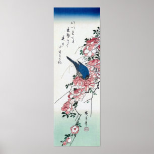 Rose und Blauer Vogel, Hiroshige, Ukiyo-e Poster