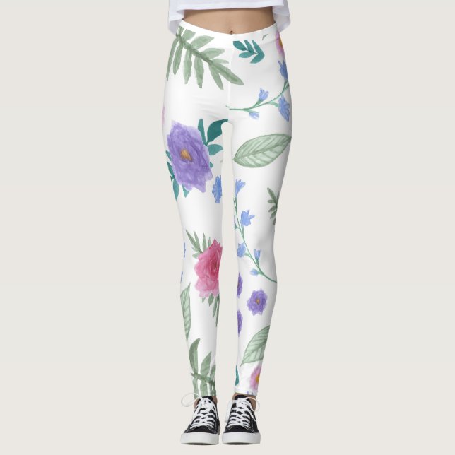 Rose und Blume, Blütenblätter und Blätter Leggings (Vorderseite)