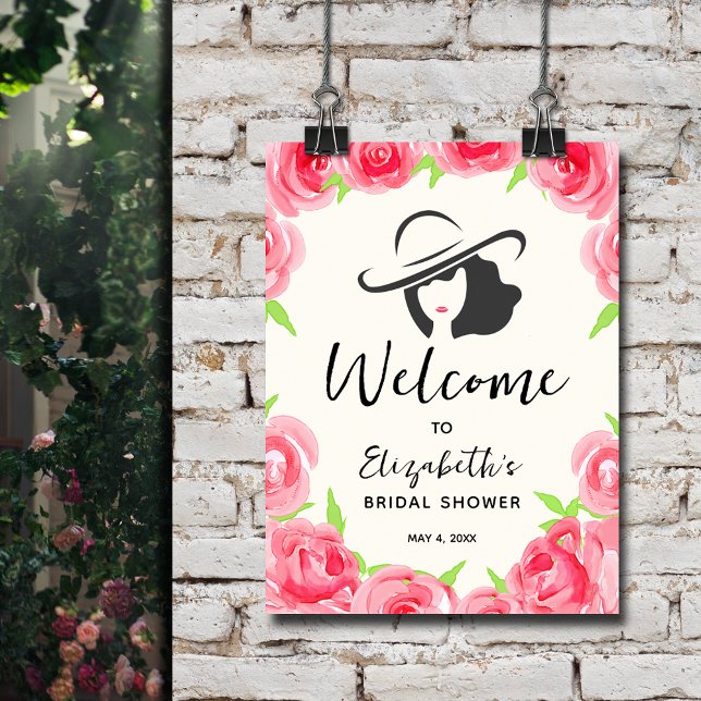 Rose und  Brautparty Willkommen Poster (Bride and Roses Bridal Shower Welcome Poster)