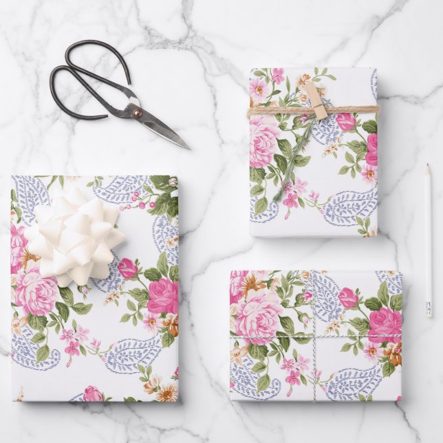Rose und Buds Geschenkpapier Set (Vorderseite)