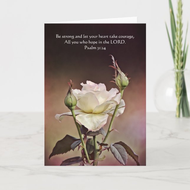 Rose und Buds Scripture Card Psalm 31:24 Karte (Vorderseite)