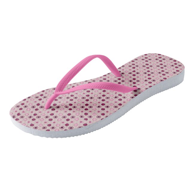 Rose und Burgundy Dots Flip Flops (Schrägansicht)
