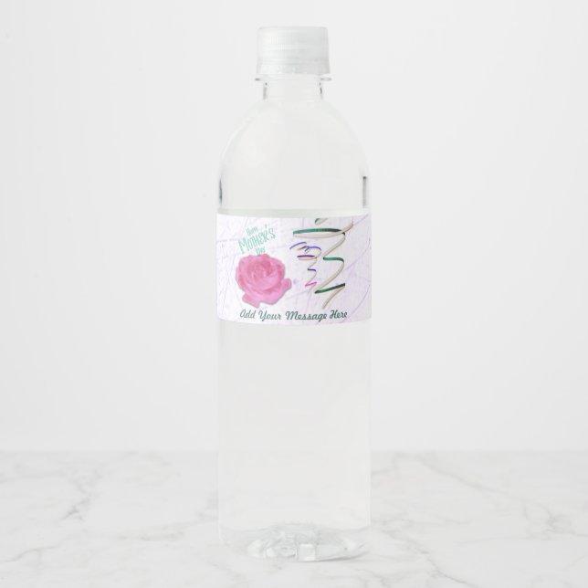 Rose und Confetti am Muttertag Wasserflaschenetikett (Vorderseite)