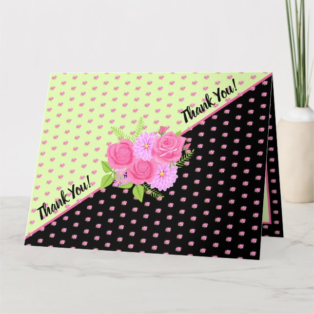 Rose und Dahlias Dankeschön Karte (Vorderseite)