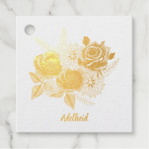 Rose und Dahlias-Foil-Tag Geschenkanhänger
