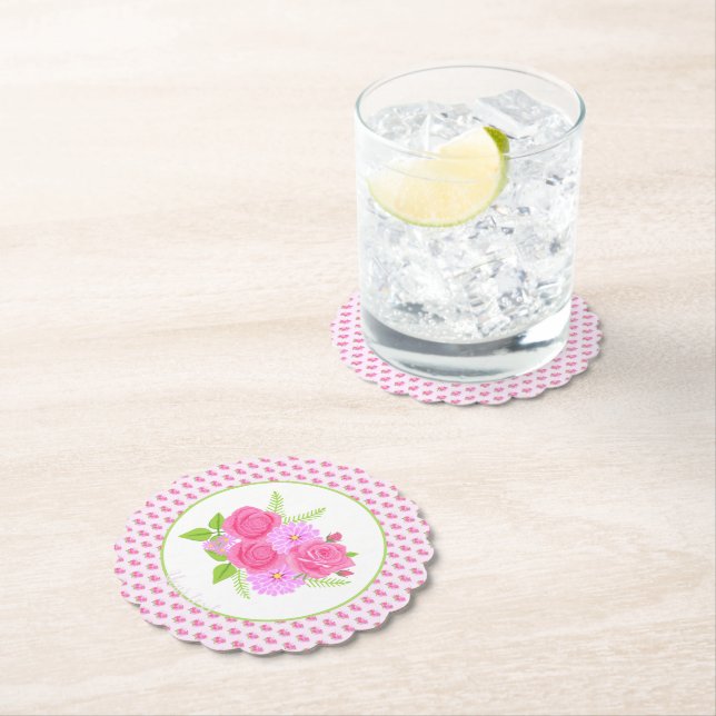 Rose und Dahlias Pink Untersetzer (Vor Ort)