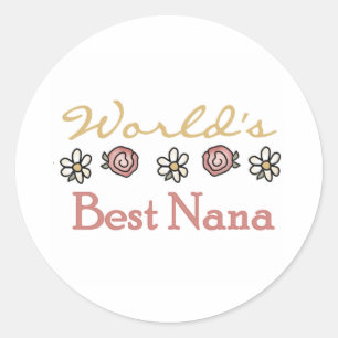 Rose und Daisies World's Best Nana Runder Aufkleber