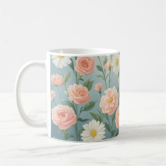 Rose und Daisy Blume Kaffeezubereitung Tasse