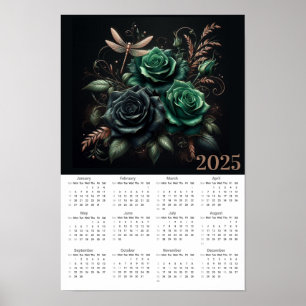 Rose und Dragonfly-Kalender 2025 Poster