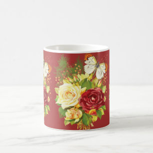 Rose und eine Schmetterlingskaffee-Tasse Kaffeetasse