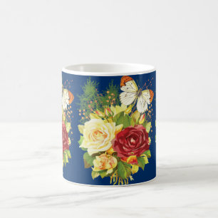 Rose und eine Schmetterlingskaffee-Tasse Kaffeetasse