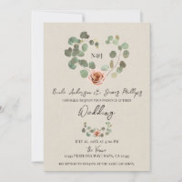 Rose und Eukalyptus Herz Rustikale Hochzeit