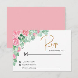 Rose und Eukalyptus Wedding RSVP Card Karte