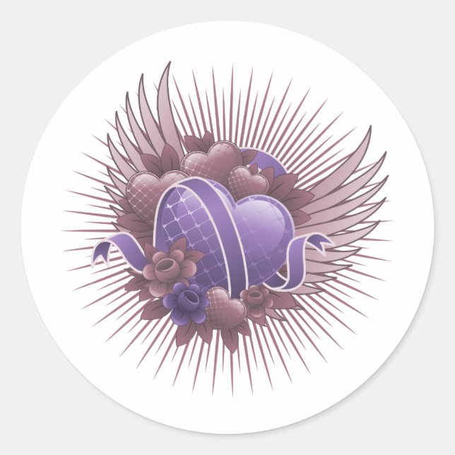 Rose und Flüge Runder Aufkleber (Vorderseite)