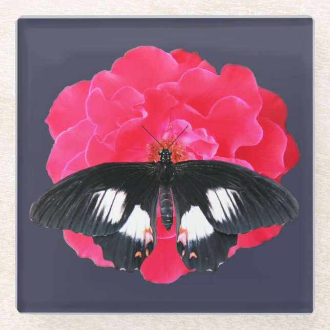 Rose und Frack Glasuntersetzer (Vorderseite)