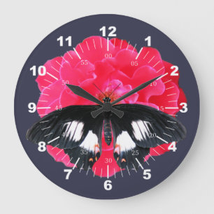Rose und Frack Große Wanduhr