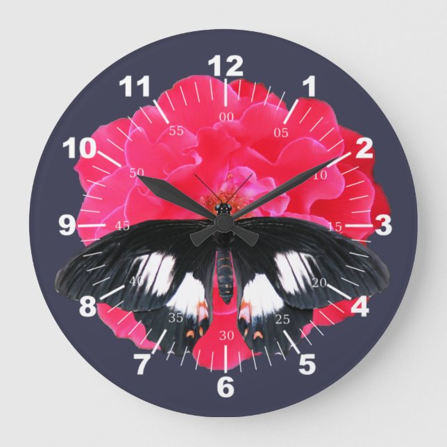 Rose und Frack Große Wanduhr (Vorderseite)