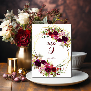 Rose und geometrische Goldene Geometrie Tischnummer