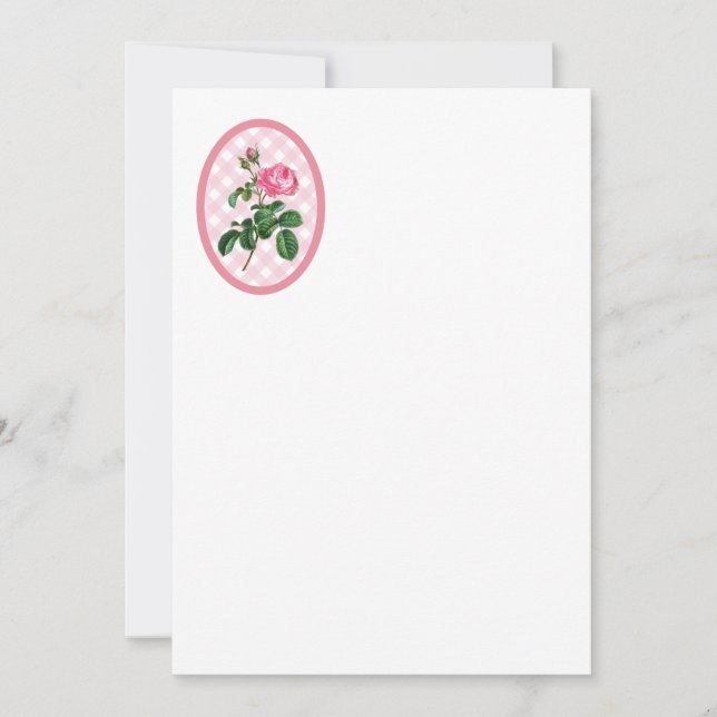 Rose und Gingham Einladung (Vorderseite)