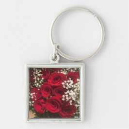 Rose und Gipskraut Schlüsselanhänger